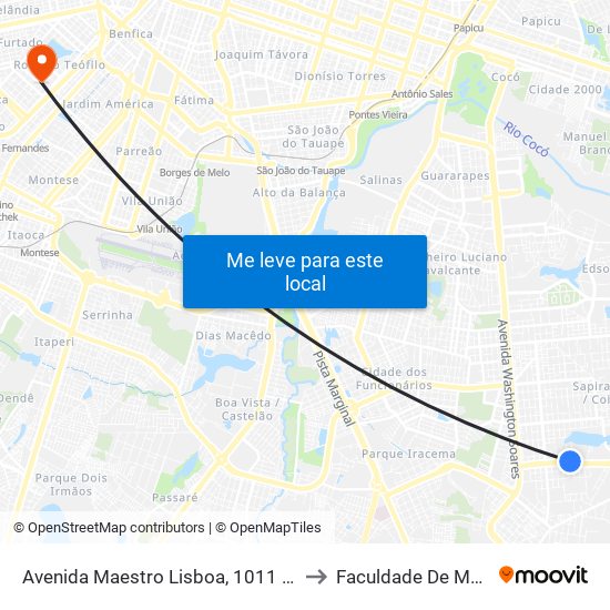 Avenida Maestro Lisboa, 1011 - José De Alencar to Faculdade De Medicina Ufc map