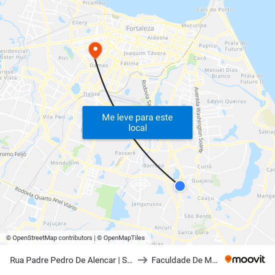 Rua Padre Pedro De Alencar | Ser VI - Messejana to Faculdade De Medicina Ufc map