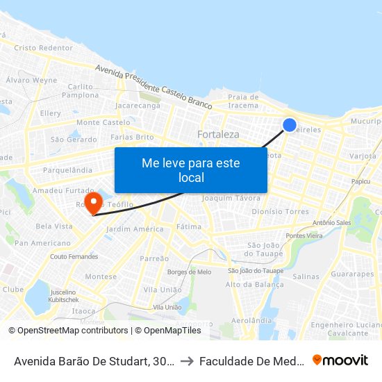 Avenida Barão De Studart, 300 - Meireles to Faculdade De Medicina Ufc map