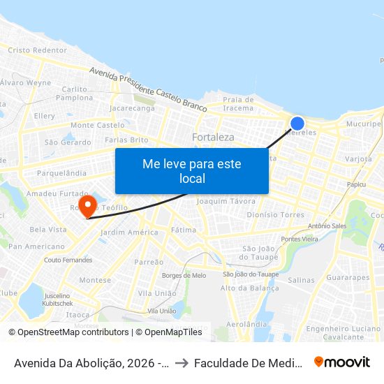 Avenida Da Abolição, 2026 - Meireles to Faculdade De Medicina Ufc map
