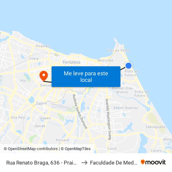 Rua Renato Braga, 636 - Praia Do Futuro I to Faculdade De Medicina Ufc map