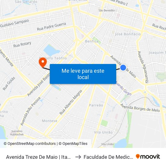 Avenida Treze De Maio | Itaú - Fátima to Faculdade De Medicina Ufc map