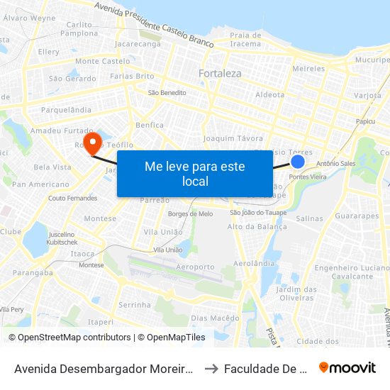 Avenida Desembargador Moreira, 2800 - Dionísio Torres to Faculdade De Medicina Ufc map