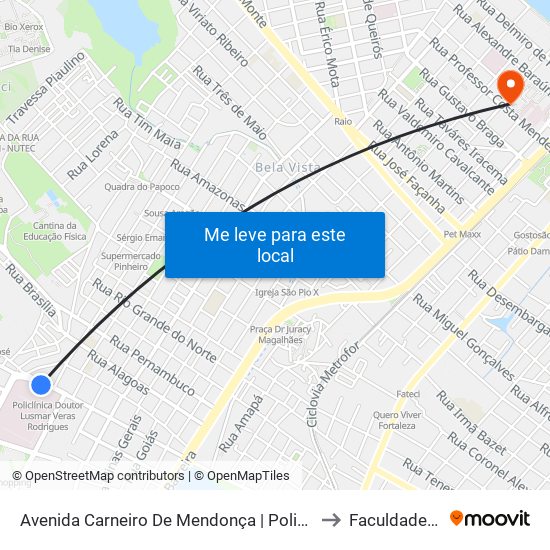 Avenida Carneiro De Mendonça | Policlínica Dr. Lusmar Veras Rodrigues - Jóquei Clube to Faculdade De Medicina Ufc map