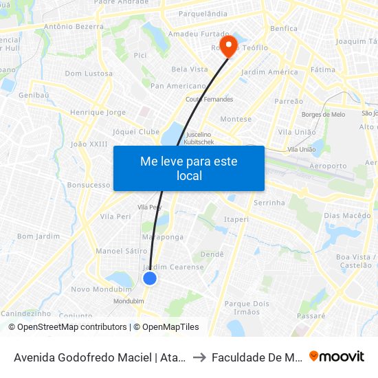 Avenida Godofredo Maciel | Atacadão - Maraponga to Faculdade De Medicina Ufc map