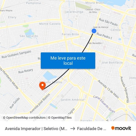 Avenida Imperador | Seletivo (Metropolitano) - Centro to Faculdade De Medicina Ufc map