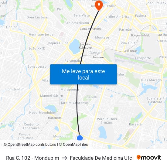 Rua C, 102 - Mondubim to Faculdade De Medicina Ufc map
