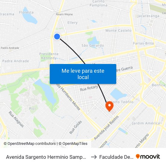 Avenida Sargento Hermínio Sampaio | Assaí - Presidente Kennedy to Faculdade De Medicina Ufc map