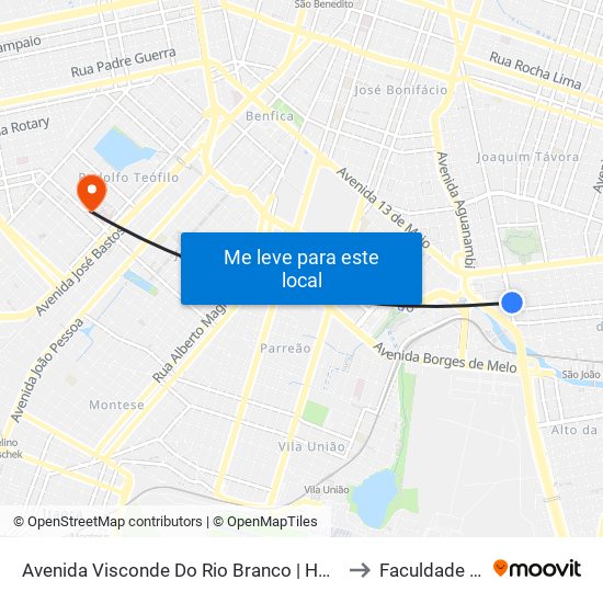 Avenida Visconde Do Rio Branco | Hospital Regional Unimed - São João Do Tauape to Faculdade De Medicina Ufc map