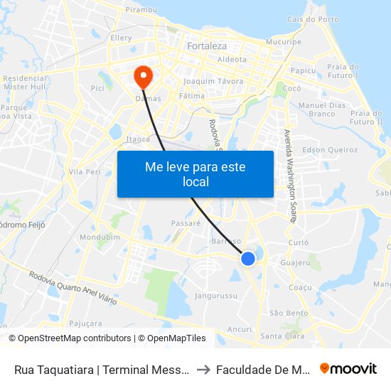 Rua Taquatiara | Terminal Messejana - Messejana to Faculdade De Medicina Ufc map