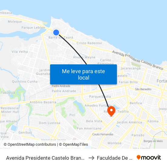 Avenida Presidente Castelo Branco, 5974 - Barra Do Ceará to Faculdade De Medicina Ufc map