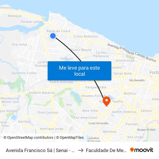 Avenida Francisco Sá | Senai - Barra Do Ceará to Faculdade De Medicina Ufc map