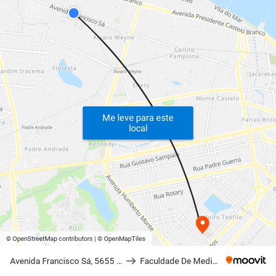 Avenida Francisco Sá, 5655 - Floresta to Faculdade De Medicina Ufc map