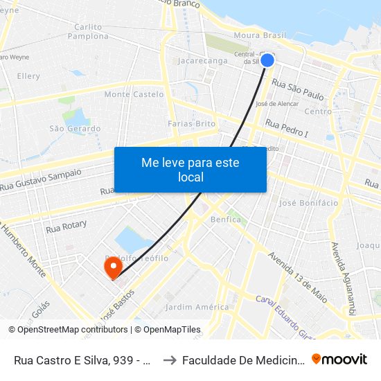 Rua Castro E Silva, 939 - Centro to Faculdade De Medicina Ufc map