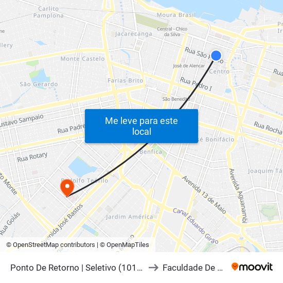 Ponto De Retorno | Seletivo (101/102/110/140) - Centro to Faculdade De Medicina Ufc map