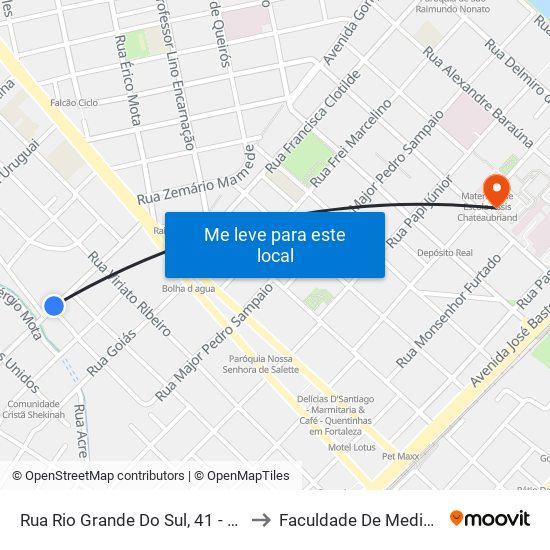 Rua Rio Grande Do Sul, 41 - Bela Vista to Faculdade De Medicina Ufc map