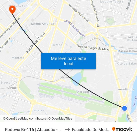 Rodovia Br-116 | Atacadão - Dias Macedo to Faculdade De Medicina Ufc map