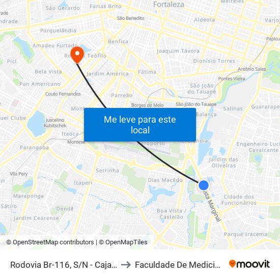 Rodovia Br-116, S/N - Cajazeiras to Faculdade De Medicina Ufc map