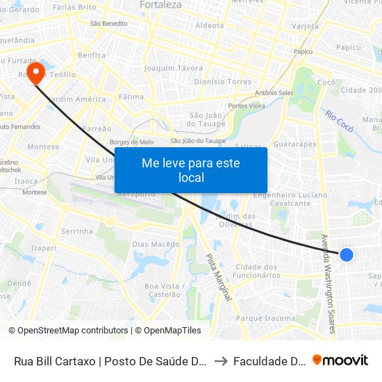 Rua Bill Cartaxo | Posto De Saúde Doutor Hélio Goes Ferreira - Sapiranga to Faculdade De Medicina Ufc map