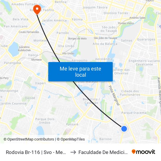 Rodovia Br-116 | Svo - Messejana to Faculdade De Medicina Ufc map