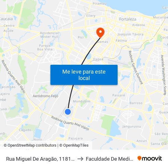 Rua Miguel De Aragão, 1181 - Aracapé to Faculdade De Medicina Ufc map