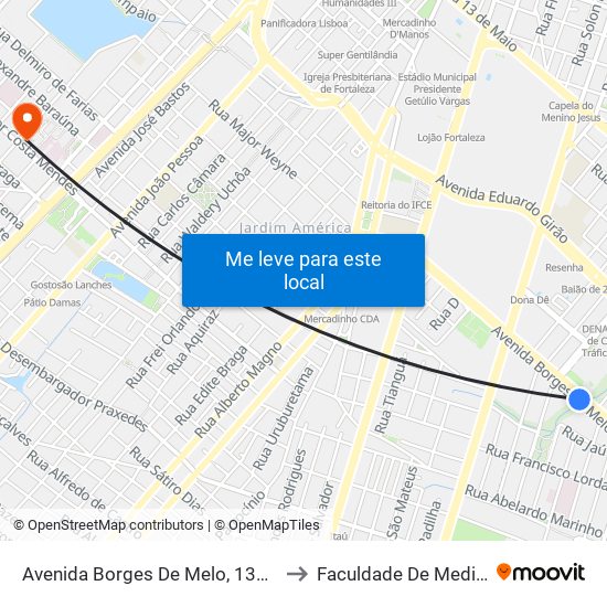 Avenida Borges De Melo, 1309 | Fiat Cda to Faculdade De Medicina Ufc map