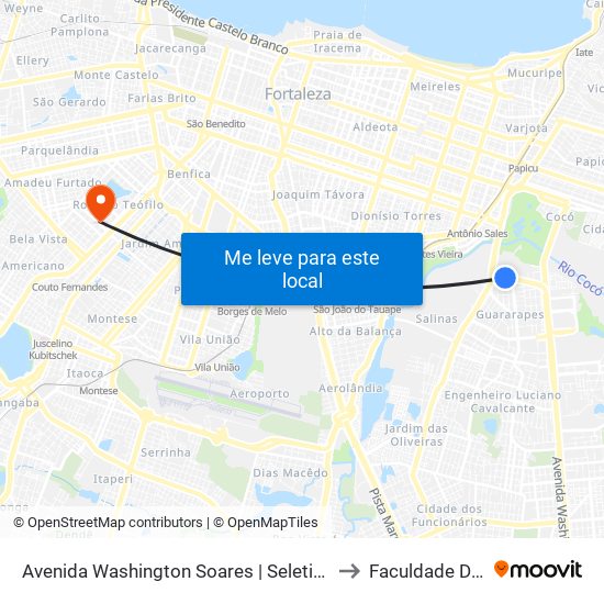 Avenida Washington Soares | Seletivo (004/021/023/068) - Guararapes to Faculdade De Medicina Ufc map