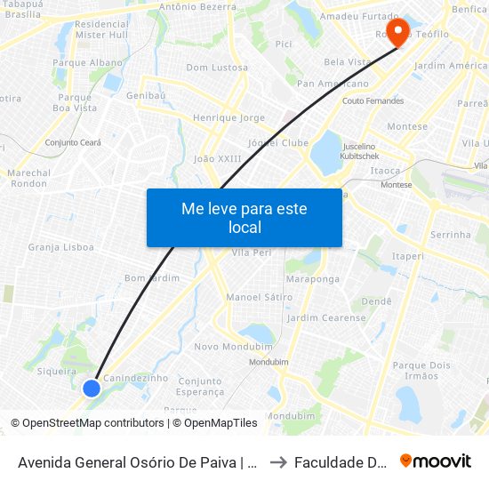 Avenida General Osório De Paiva | Baratão Supermercado - Siqueira to Faculdade De Medicina Ufc map