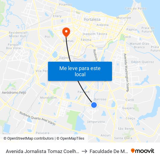 Avenida Jornalista Tomaz Coelho, S/N - Jangurussu to Faculdade De Medicina Ufc map