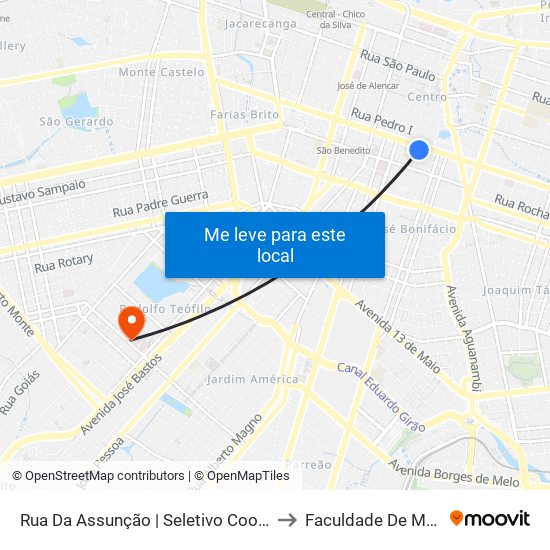 Rua Da Assunção | Seletivo Cooperativas - Centro to Faculdade De Medicina Ufc map