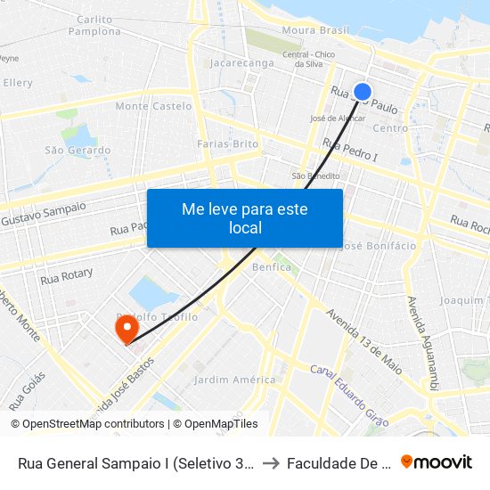 Rua General Sampaio I (Seletivo 308/316/374/385) - Centro to Faculdade De Medicina Ufc map