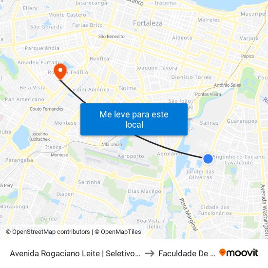 Avenida Rogaciano Leite | Seletivo (815) - Jardim Das Oliveiras to Faculdade De Medicina Ufc map