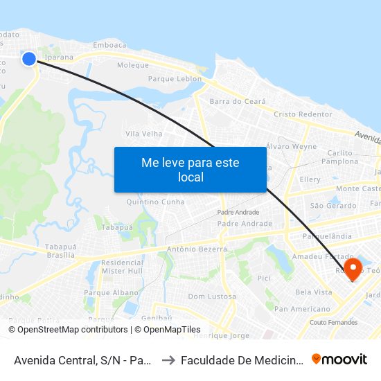 Avenida Central, S/N - Pacheco to Faculdade De Medicina Ufc map