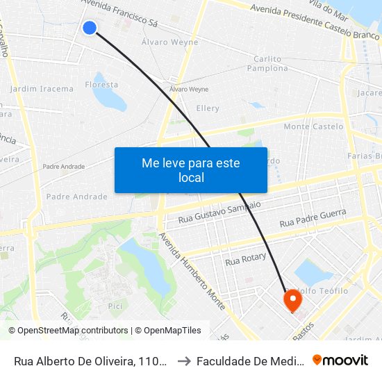 Rua Alberto De Oliveira, 1109 - Floresta to Faculdade De Medicina Ufc map