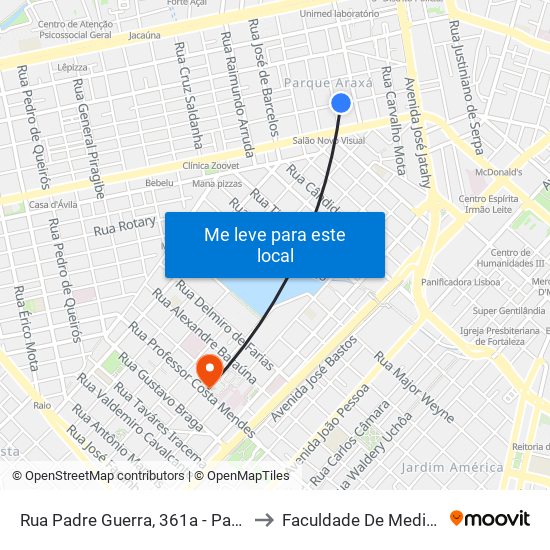 Rua Padre Guerra, 361a  - Parque Araxá to Faculdade De Medicina Ufc map