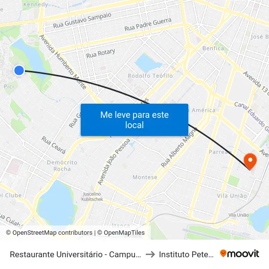 Restaurante Universitário - Campus Do Pici to Instituto Peter Pan map