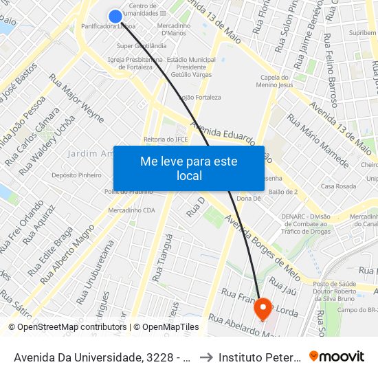 Avenida Da Universidade, 3228 - Benfica to Instituto Peter Pan map
