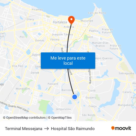 Terminal Messejana to Hospital São Raimundo map