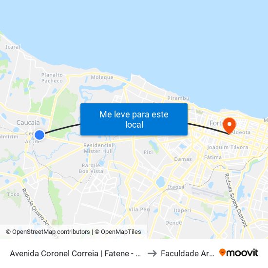 Avenida Coronel Correia | Fatene - Vicente Arruda to Faculdade Ari De Sá map