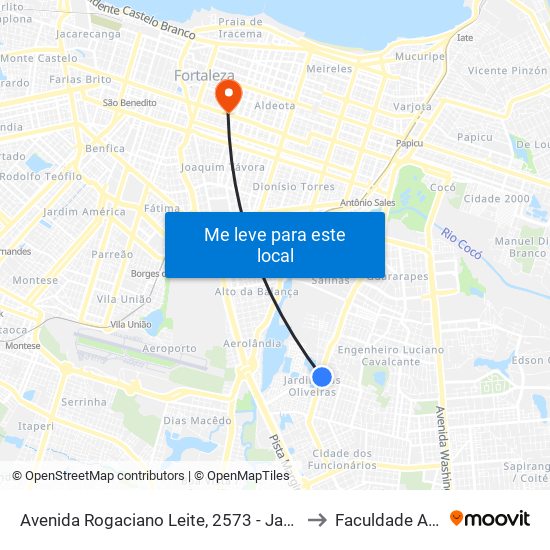 Avenida Rogaciano Leite, 2573 - Jardim Da Oliveiras to Faculdade Ari De Sá map