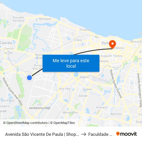 Avenida São Vicente De Paula | Shopping Jurema - Araturi to Faculdade Ari De Sá map