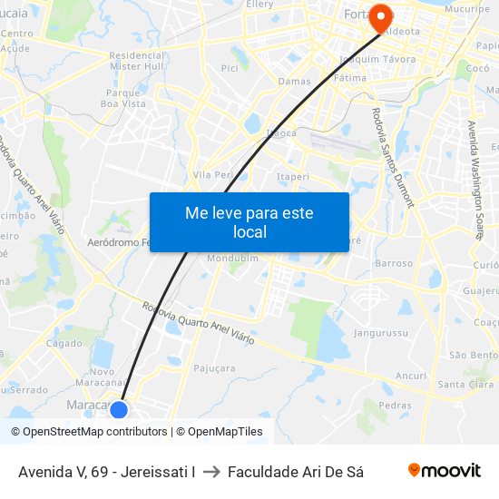 Avenida V, 69 - Jereissati I to Faculdade Ari De Sá map