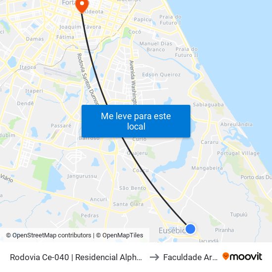 Rodovia Ce-040 | Residencial Alphaville - Eusébio to Faculdade Ari De Sá map