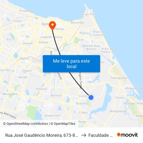 Rua José Gaudêncio Moreira, 673-855 - Lagoa Redonda to Faculdade Ari De Sá map