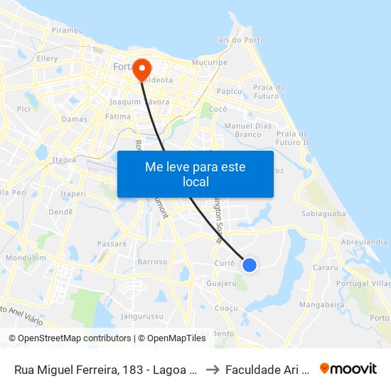 Rua Miguel Ferreira, 183 - Lagoa Redonda to Faculdade Ari De Sá map