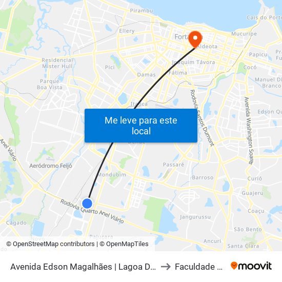 Avenida Edson Magalhães | Lagoa Do Mingau - Industrial to Faculdade Ari De Sá map