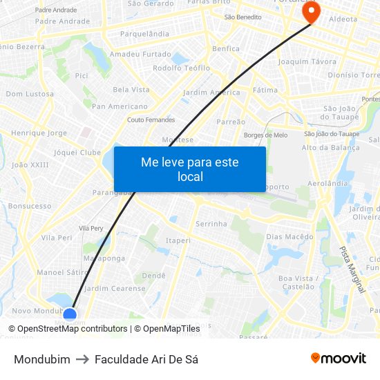 Mondubim to Faculdade Ari De Sá map