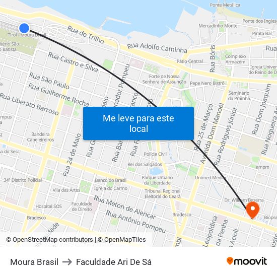 Moura Brasil to Faculdade Ari De Sá map