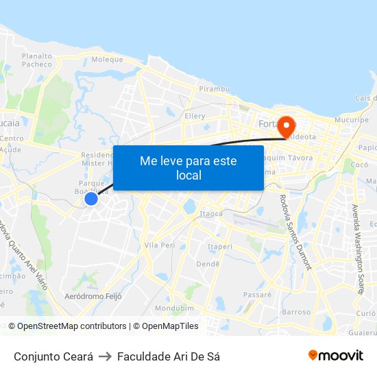 Conjunto Ceará to Faculdade Ari De Sá map