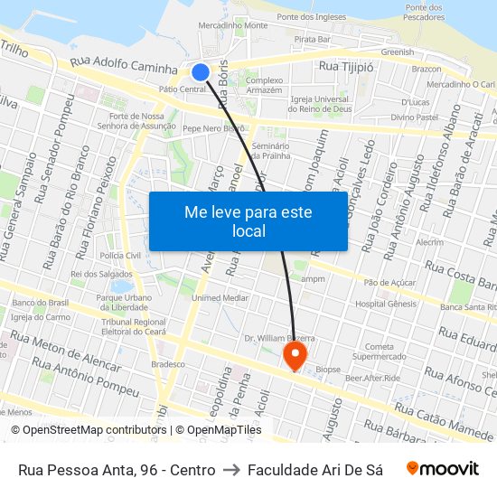Rua Pessoa Anta, 96 - Centro to Faculdade Ari De Sá map